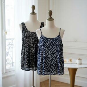 LOFT Day & Night Sparkle & Soft Geometry Tank Tops Bundle – Size XS